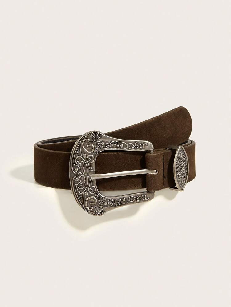 1pc Women's Brown Western Cowgirl Print Belt With Heavy Beading, Suitable For Everyday Wear Summer, School Fall, Autumn, Halloween | SHEIN