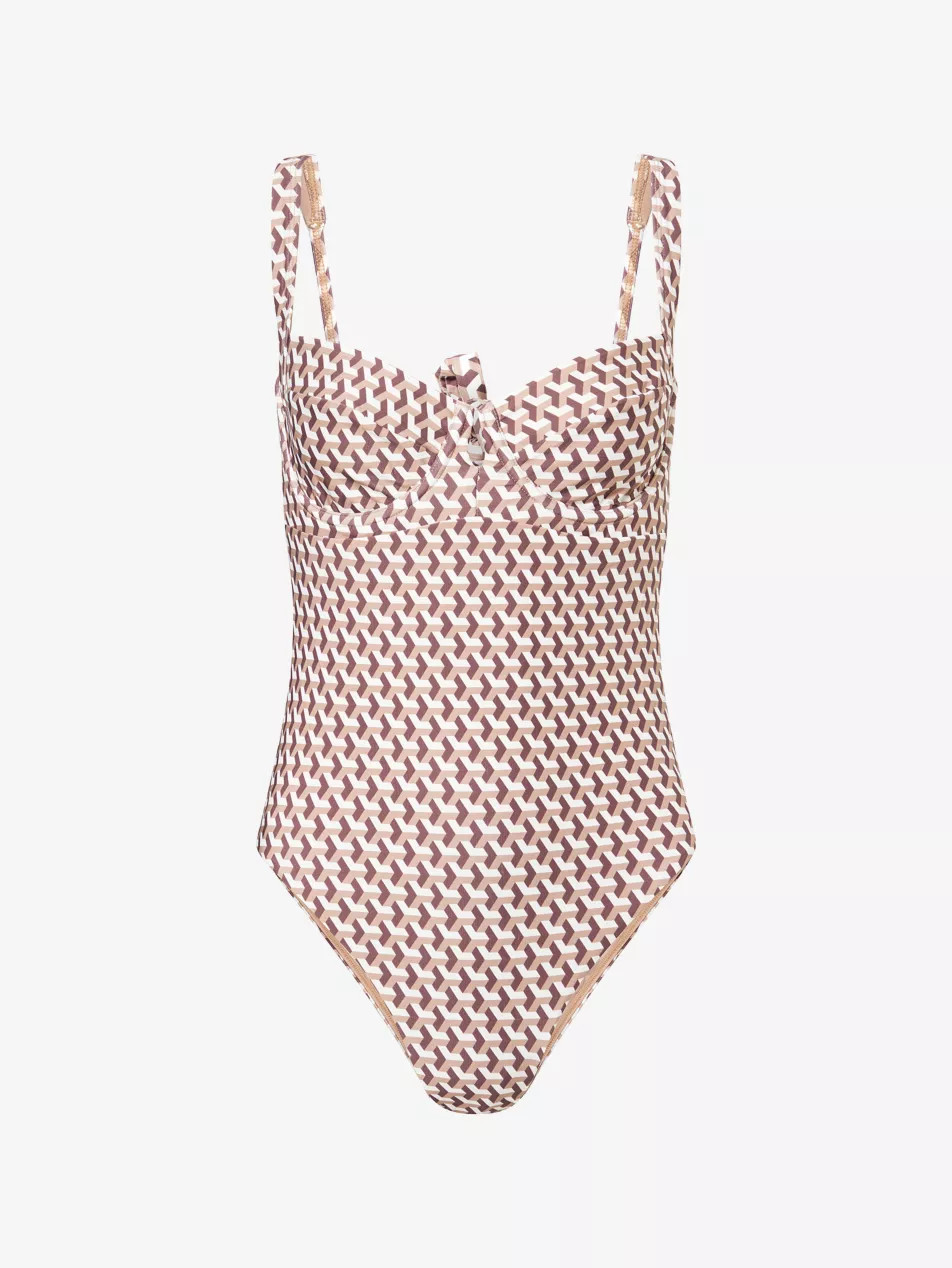 Clovelly Geometric-Print Wired-Cup Swimsuit | Selfridges