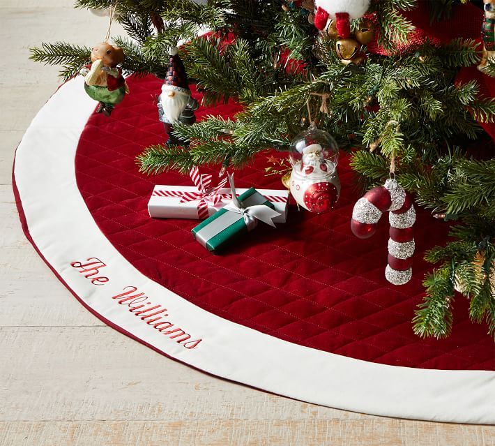 Classic Velvet Personalized Tree Skirts | Pottery Barn (US)