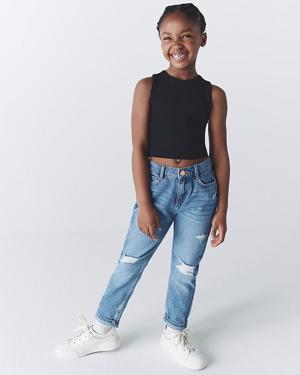 River Island Girls Black Ribbed Tank Top | River Island (US)