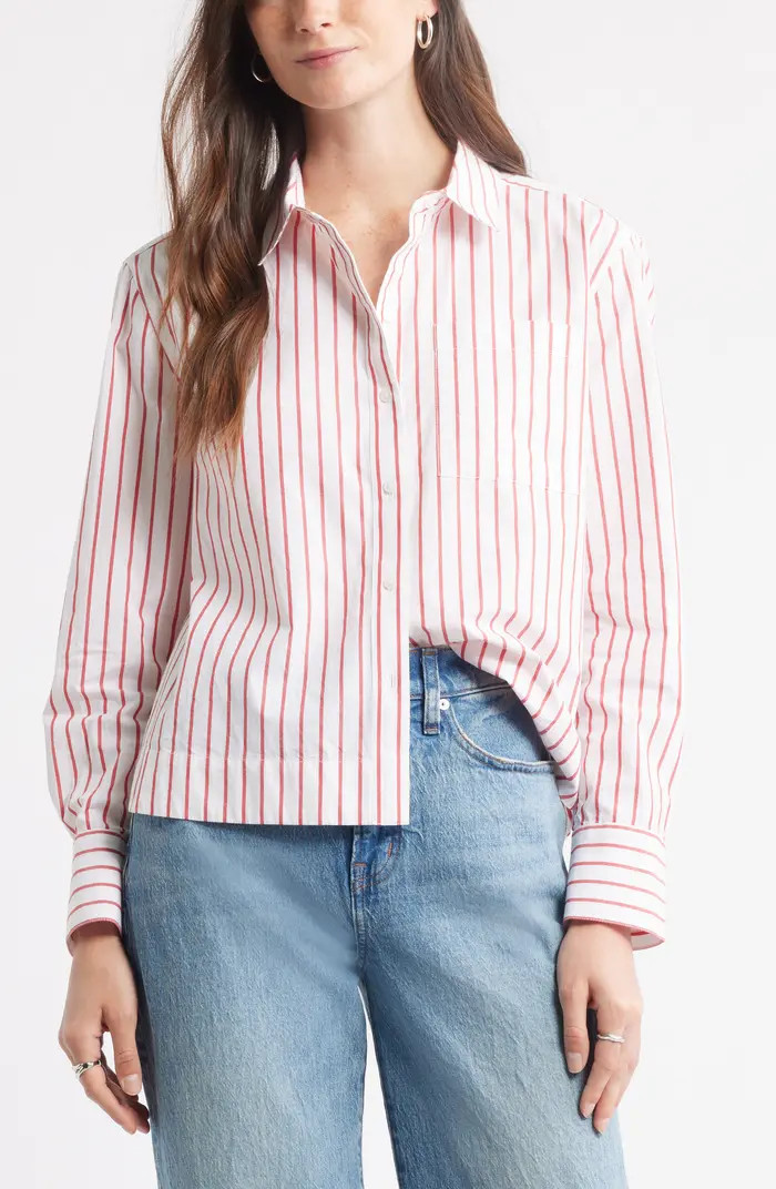 Long Sleeve Drop Hem Button-Up Shirt | Nordstrom