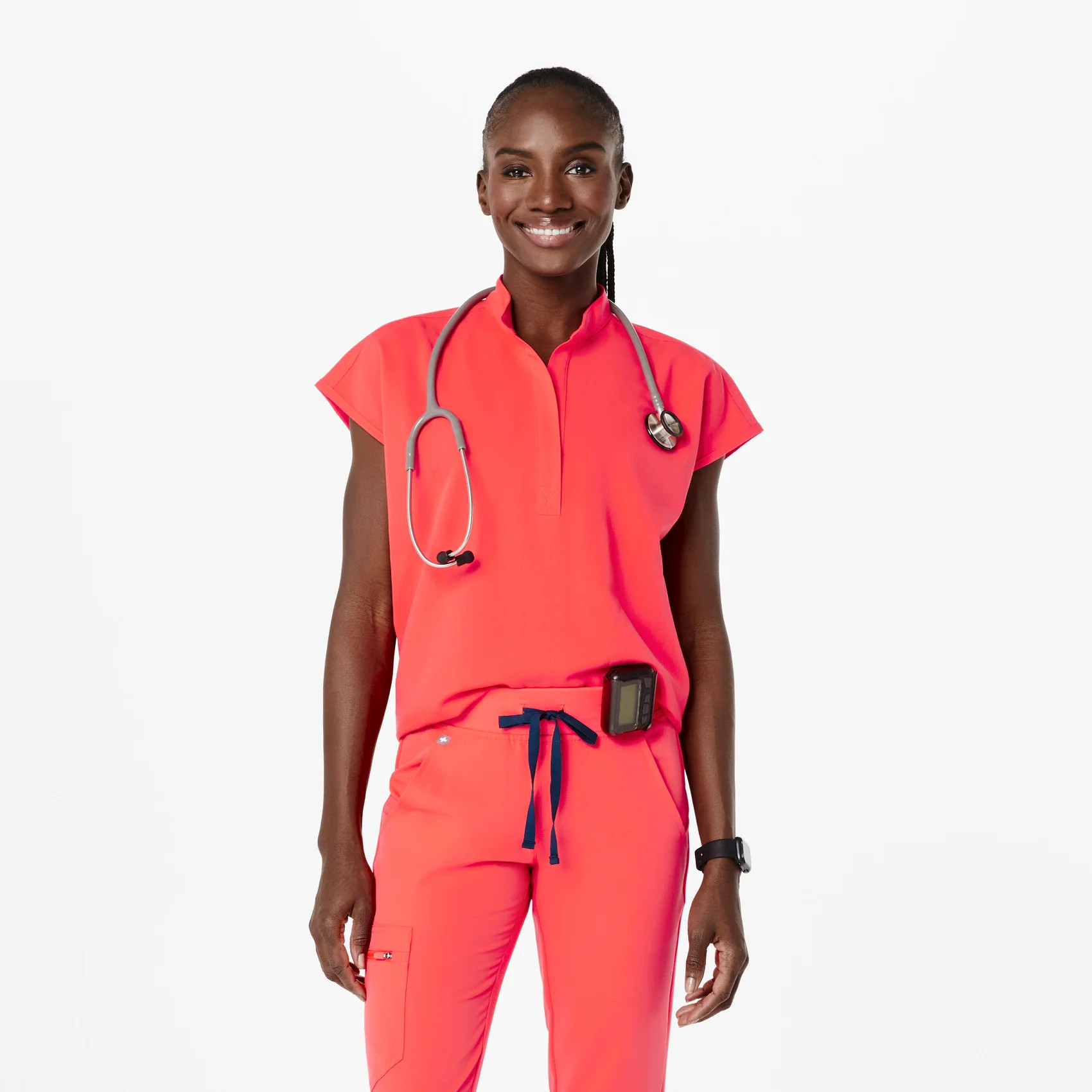 Women's Rafaela Oversized Scrub Top™ - Fiery Coral · FIGS | FIGS