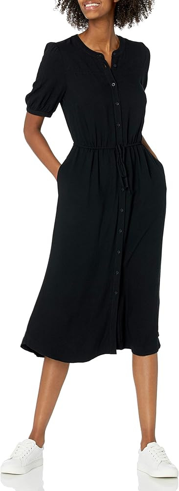 Amazon Essentials Women's Relaxed Fit Half-Sleeve Waisted Midi A-Line Dress | Amazon (US)