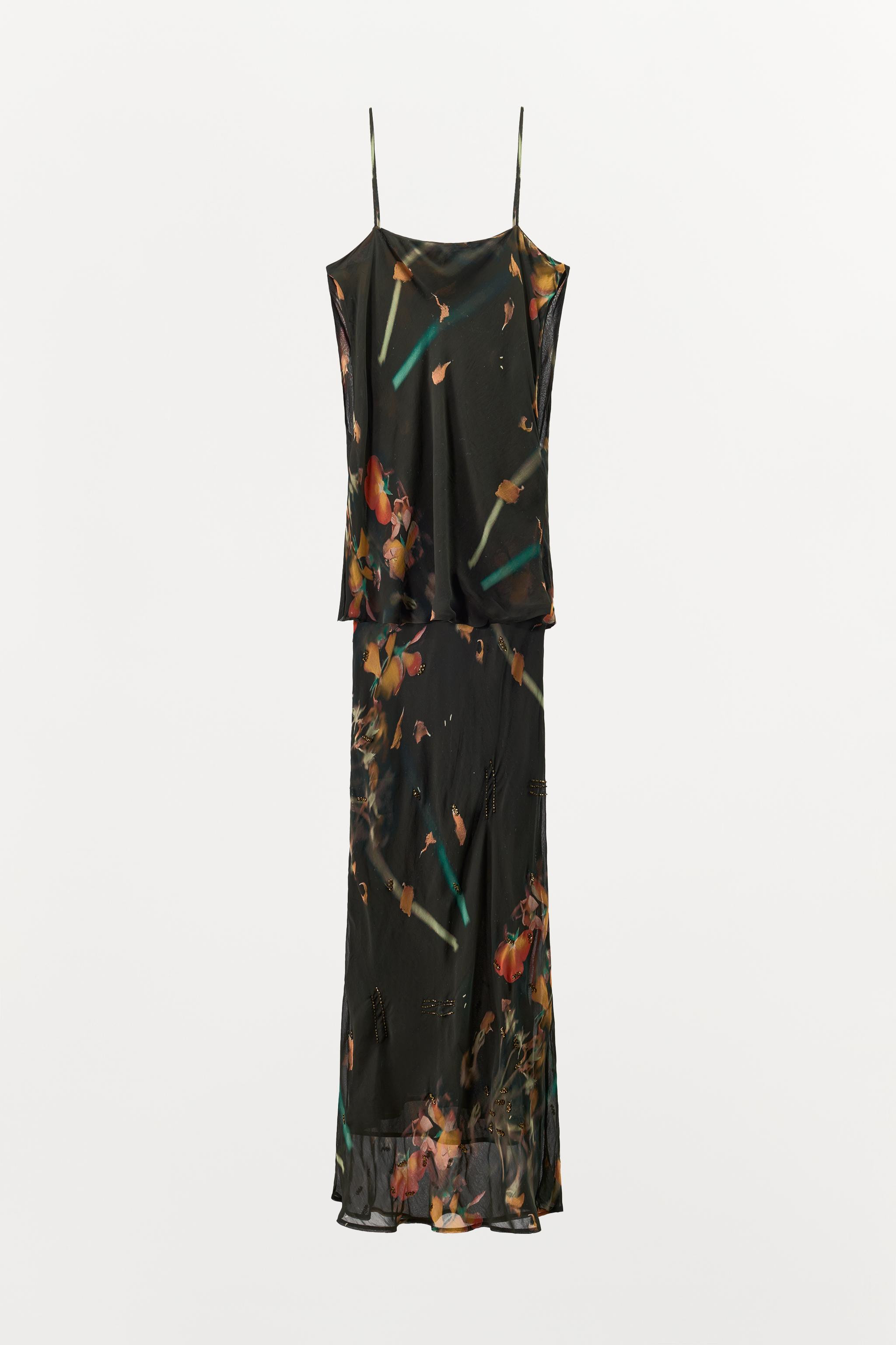 BEADED PRINTED CAPE DRESS | Zara US