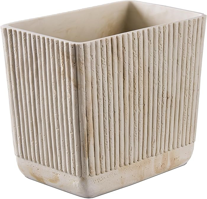 Ribbed Natural Travertine Striped Textures Small Bathroom Trash Can 2.5 Gallon(9 Liter), Resin He... | Amazon (US)
