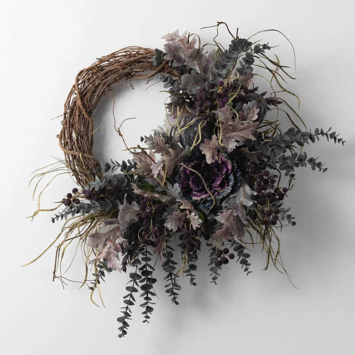 Spellbound - Purple Cabbage, Beaded Berry, Blueberry Pumpkin & Eucalyptus Front Door Halloween Fa... | Darby Creek Trading