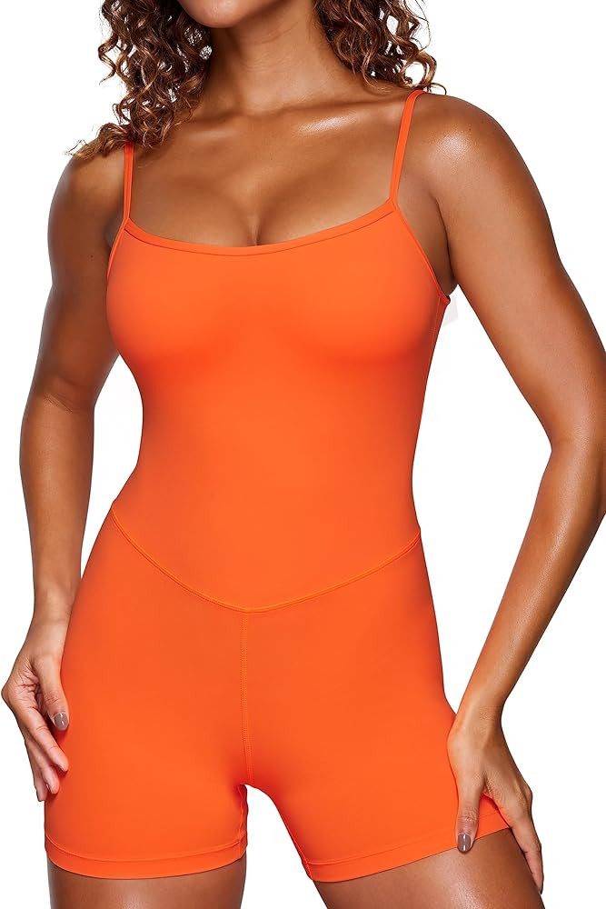 CRZ YOGA Butterluxe Athletic Rompers for Women Adjustable Strap Padded Workout Shorts Jumpsuits O... | Amazon (US)