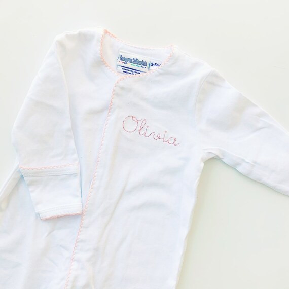 Baby Picot Trim Monogrammed Footie Picot Trim Monogrammed | Etsy | Etsy (US)
