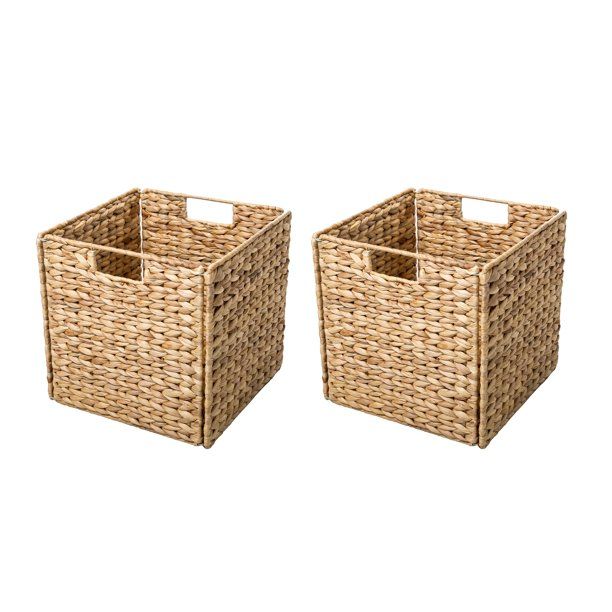 Foldable Hyacinth Storage Basket with Iron Wire Frame By Trademark Innovations (Set of 2) | Walmart (US)