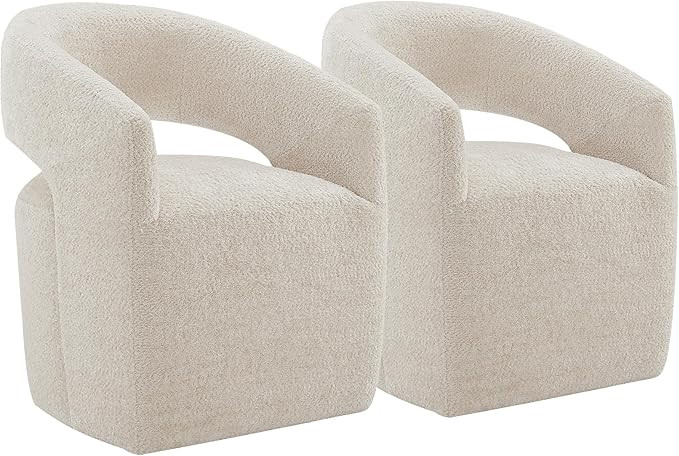 Upholstered Dining Chairs with Casters No Assembly Modern Barrel Armchair with Rollers for Dining... | Amazon (US)