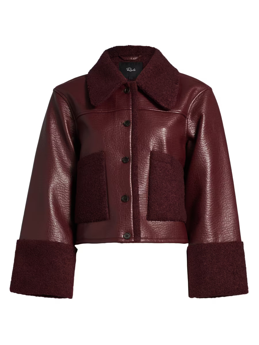 Dria Sherpa-Trimmed Boxy Jacket | Saks Fifth Avenue