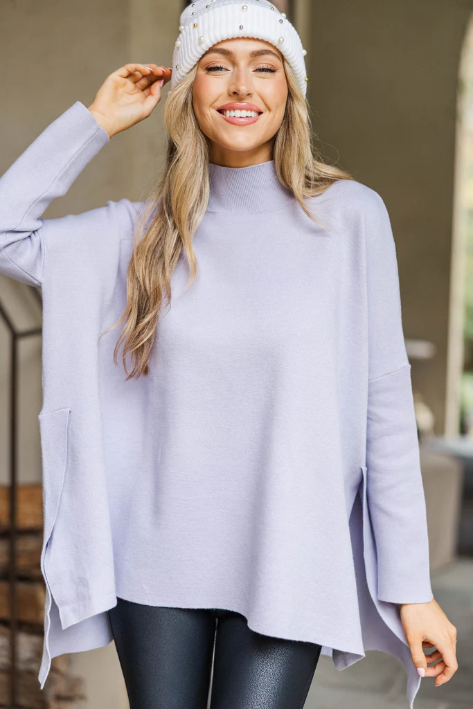Going With You Lavender Purple Mock Neck Sweater | The Mint Julep Boutique