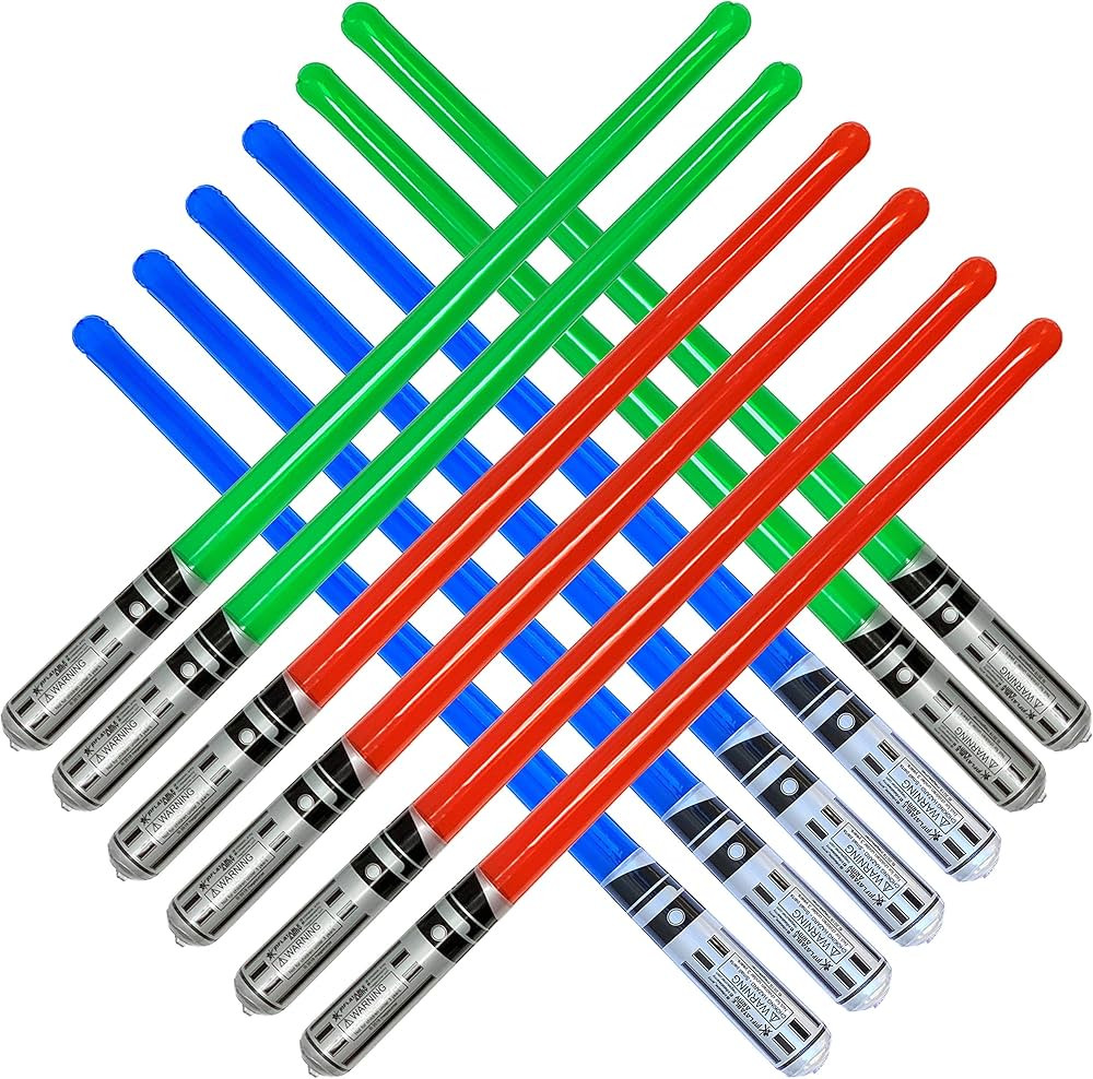 Inflatable Army 12 Inflatable Light Saber Sword Toys - 4 Green, 4 Red 4 Blue Lightsabers - Party ... | Amazon (US)