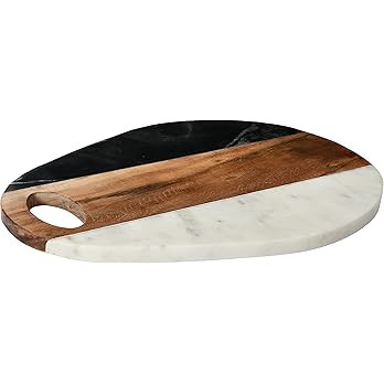 Bloomingville Marble and Acacia Wood Cutting Board with Handle, Multicolor Serving Pieces, 15" L ... | Amazon (US)