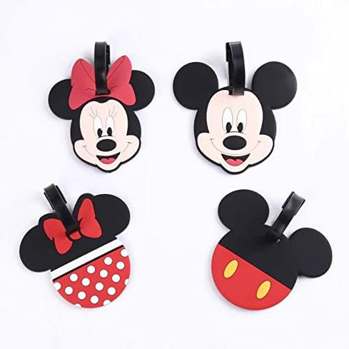 4 Pcs Set Mickey Minnie Silicone Travel Luggage Baggage Identification Labels ID Tag for Bag Suitcase Plane Cruise Ships with Belt Strap | Amazon (US)