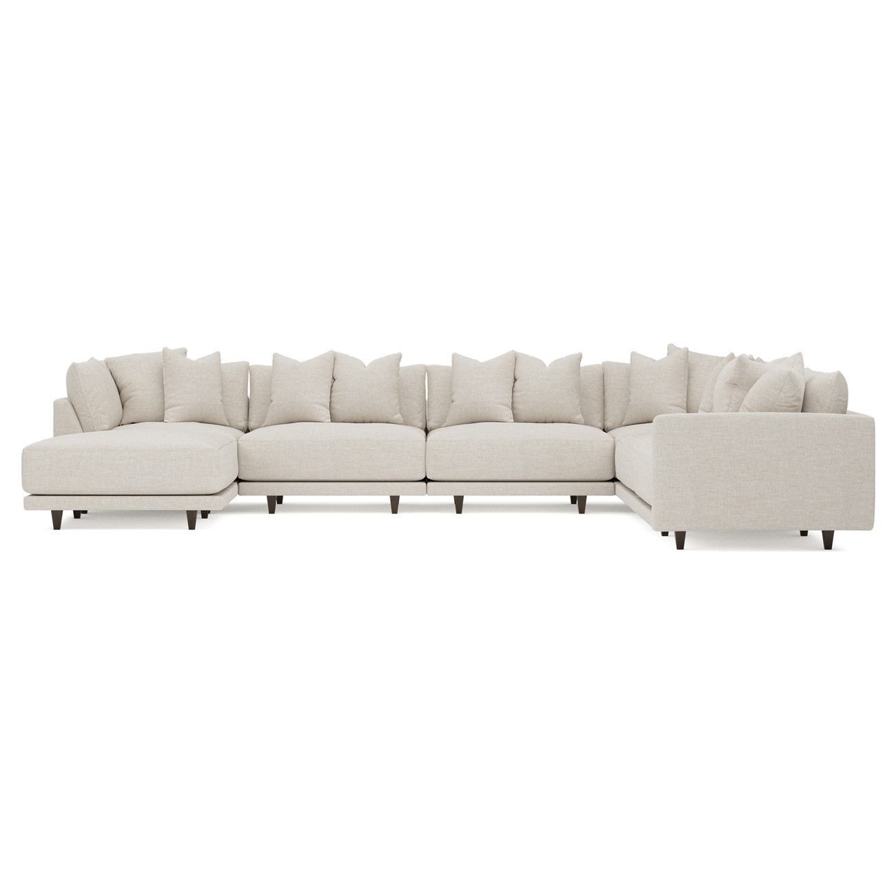 Toulouse Sea Salt Performance Modular 7-Piece Corner Sectional With Ottoman - Left End - 166 | Kathy Kuo Home