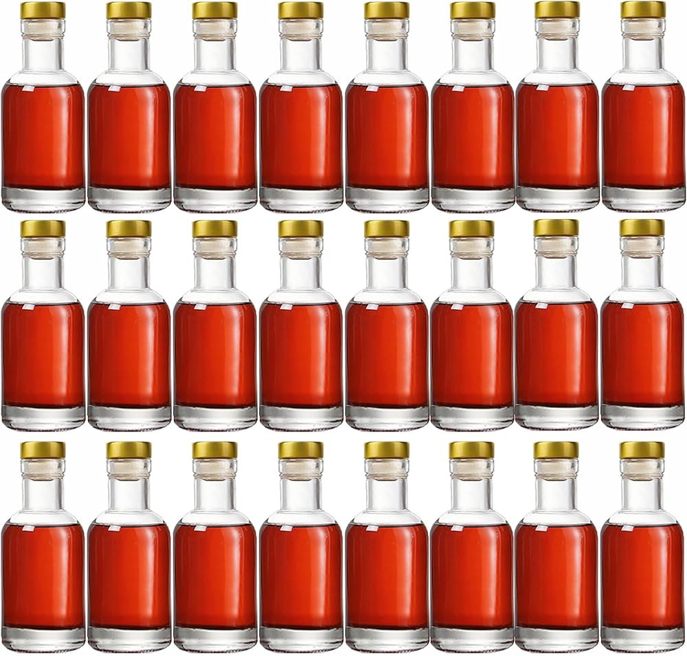 Clear Glass Bottles 3 oz - 100ml [Pack of 24] for Wine Beverages Drinks Oil Vinegar Kombucha Beer... | Amazon (US)