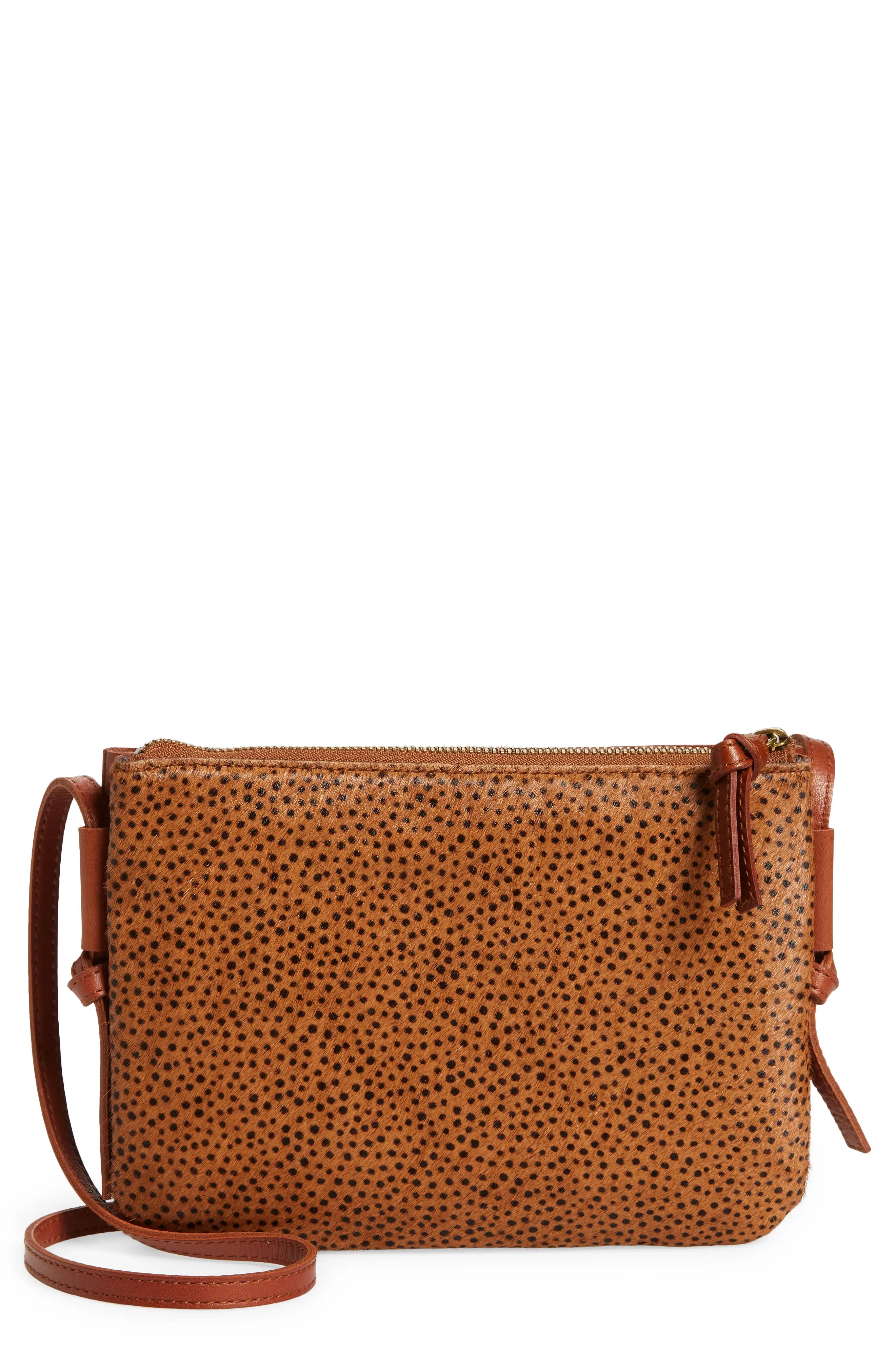 Madewell The Knotted Spotted Calf Hair Crossbody Bag in Warm Hickory Dot Multi at Nordstrom | Nordstrom