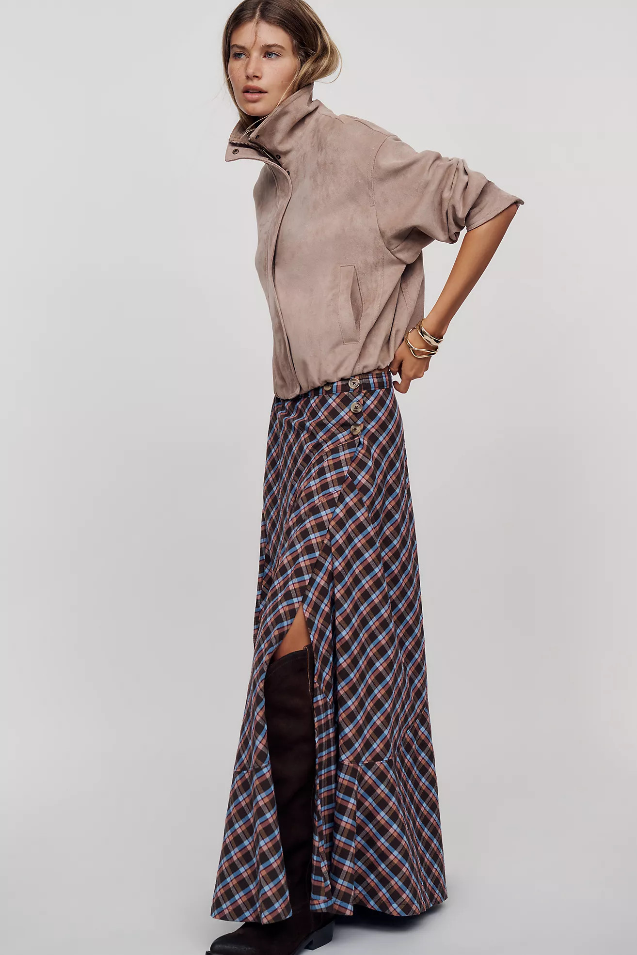 By Anthropologie Olivette Plaid Maxi Skirt | Anthropologie (US)