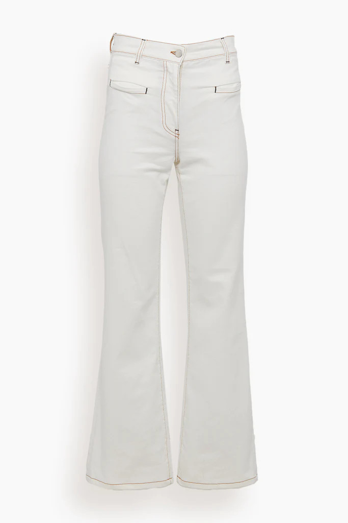 Slim Flare Trouser in Off White | Hampden Clothing