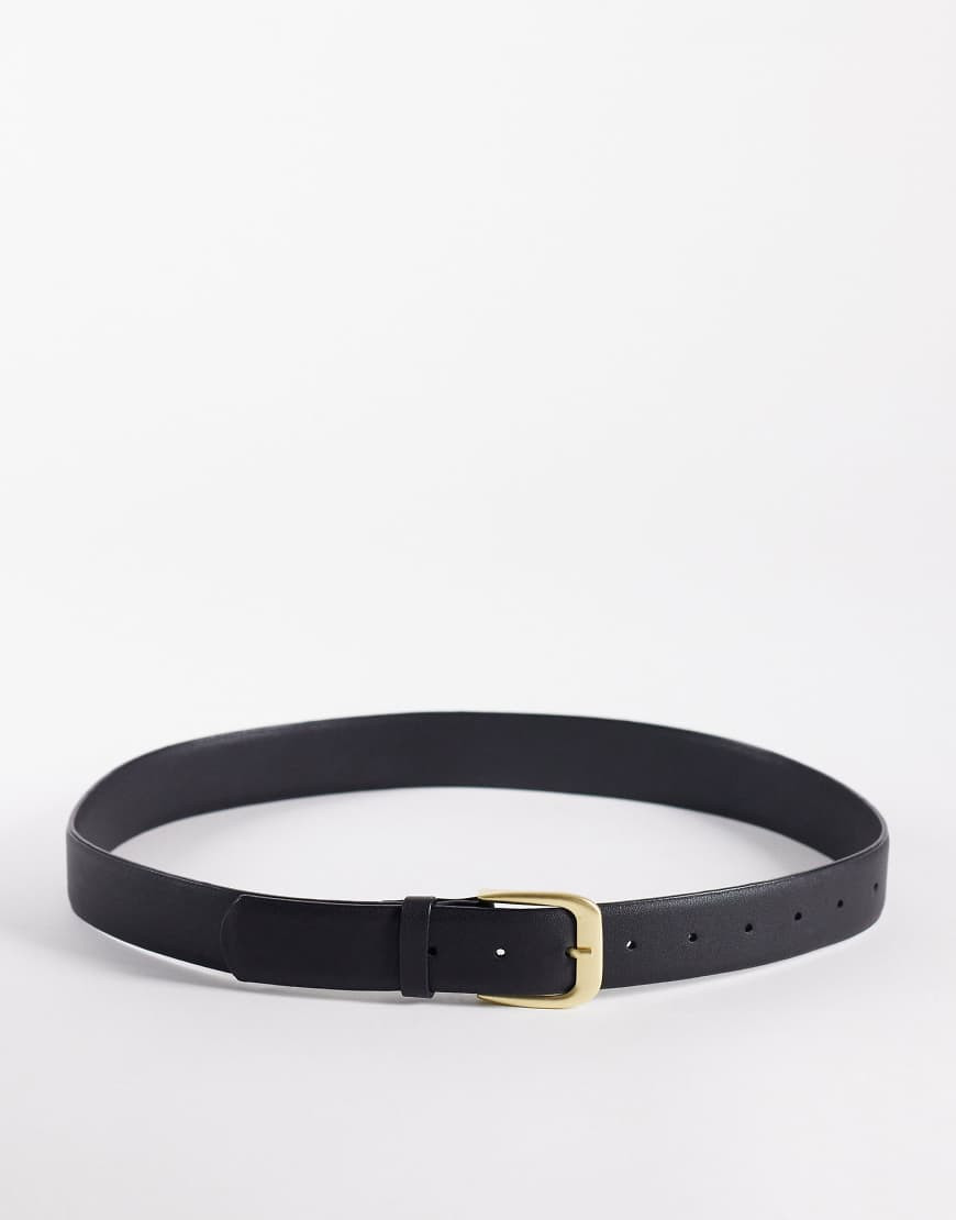 ASOS DESIGN waist and hip belt in black with antique gold buckle | ASOS (Global)