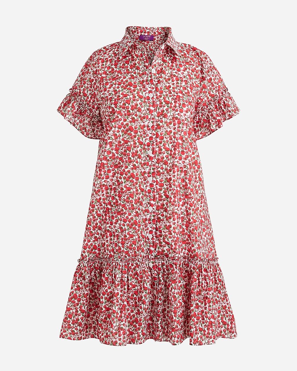 Ruffle-hem shirtdress in Liberty® Eliza's Red fabric | J.Crew US