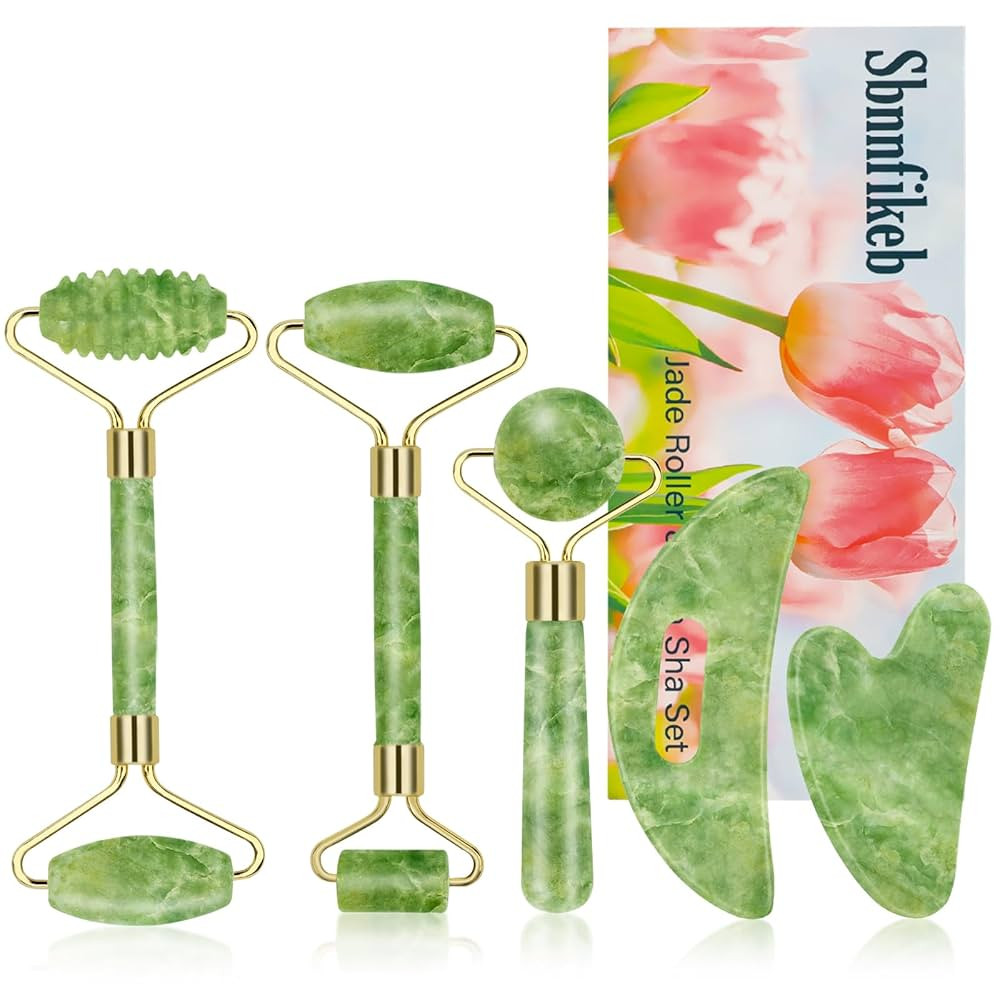 Jade Roller and Gua Sha Set,Gua Sha Facial Tools,Face Roller,Jade Roller for Face,Guasha Tools fo... | Amazon (US)