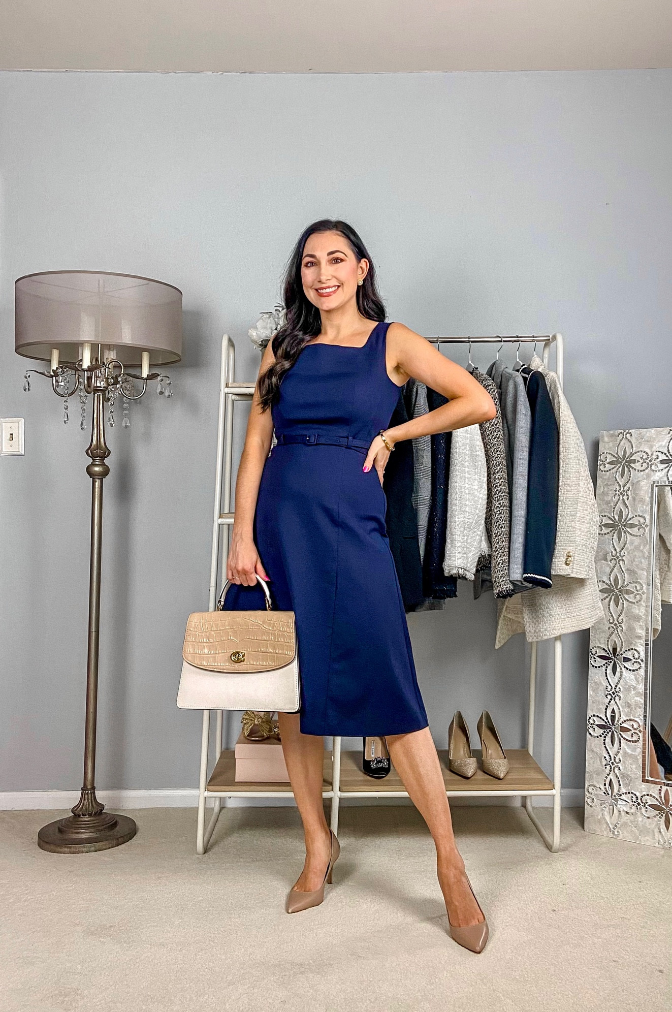 Classy work dress 💙

Navy midi dress size 2 (size down I’d between sizes)
Nude heels size 7, TTS

Work wear, classic style, business professional 

#LTKstyletip #LTKworkwear #LTKFind