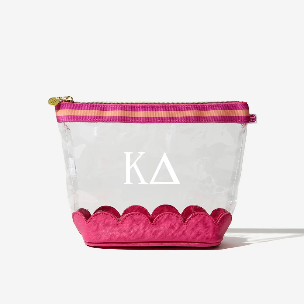 Kappa Delta Scalloped Clear Cosmetic Case | Sorority Travel Bag | Marleylilly