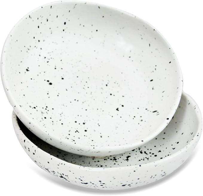 roro Ceramic Stoneware Hand-Thrown Bowl Set, 7" (7" x 2 bowls, Speckled Egg White) | Amazon (US)