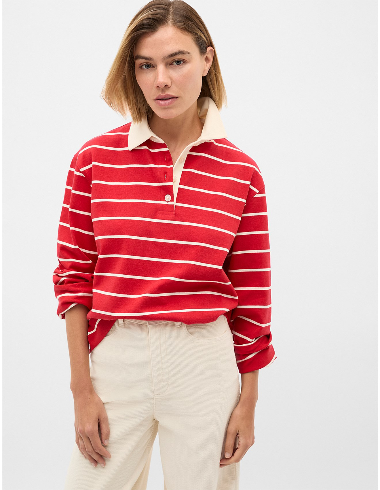 RELAXED COTTON RUGBY POLO TOP | David Jones (Australia & New Zealand)