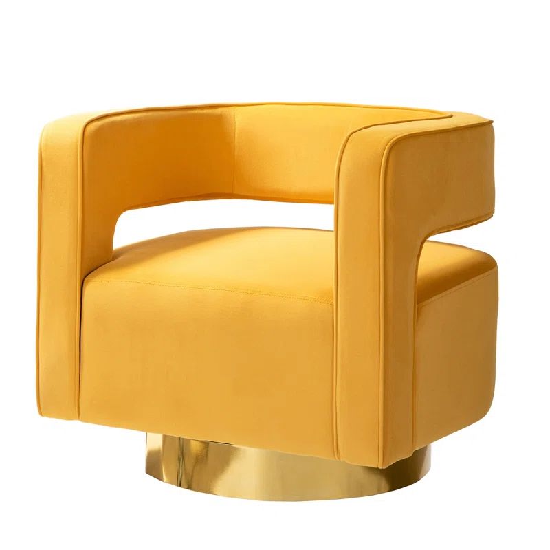 Guernsey 74.93" Wide Velvet Swivel Barrel Chair | Wayfair Professional