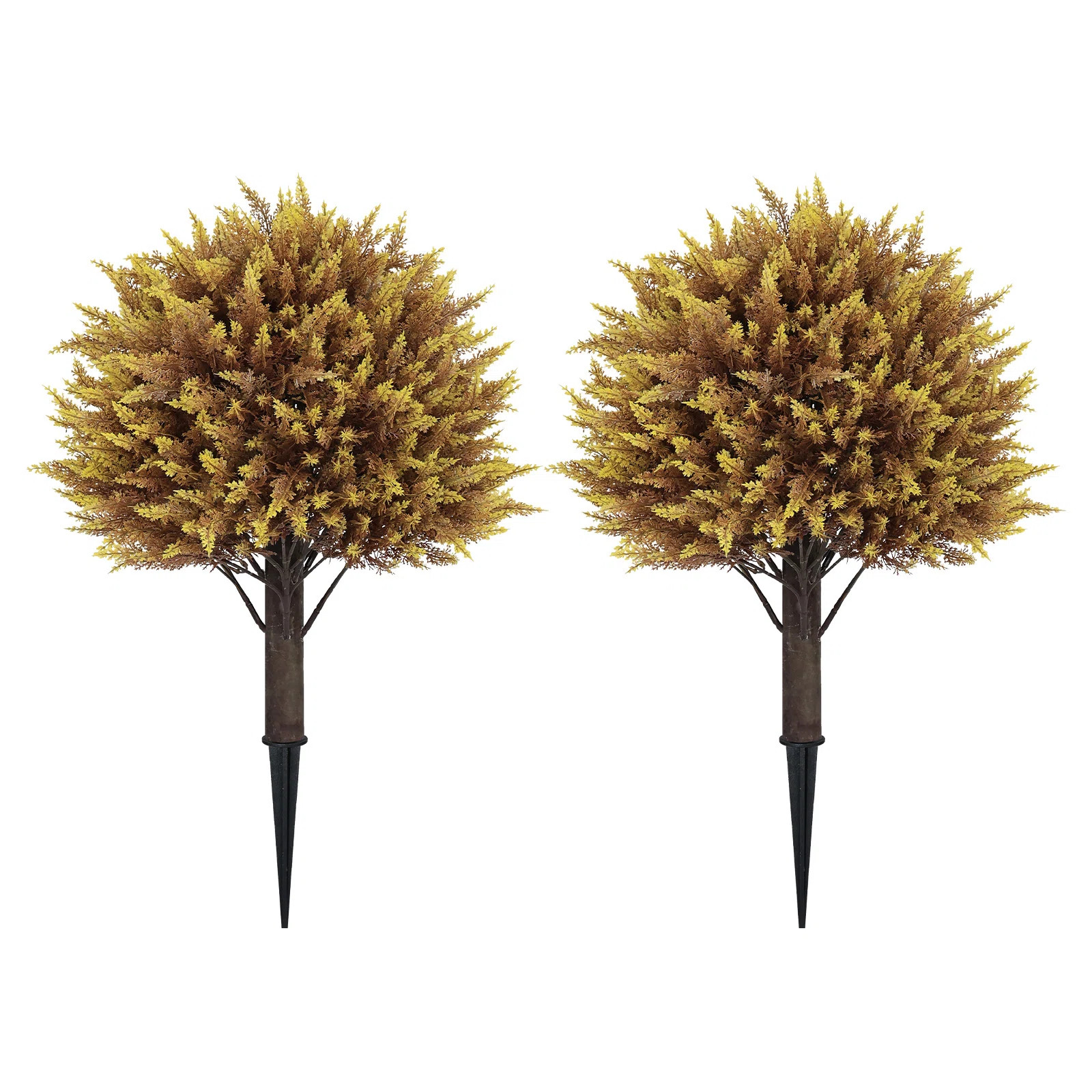 24" Outdoor Faux Cedar Shrubs With Ground Spikes For Year-Round Porch & Garden Décor (Set of 2) | Wayfair North America