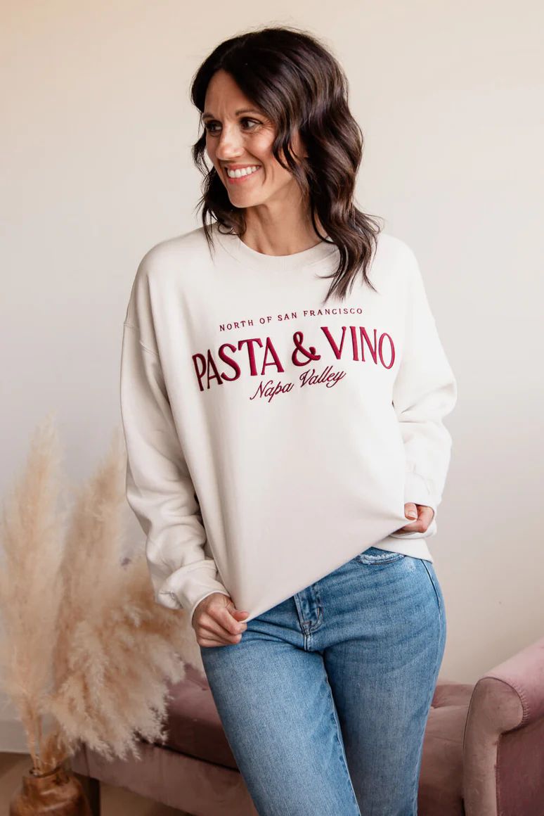 1897 Active Pasta & Vino Napa Valley Sweatshirt for Women in Beige | Glik's