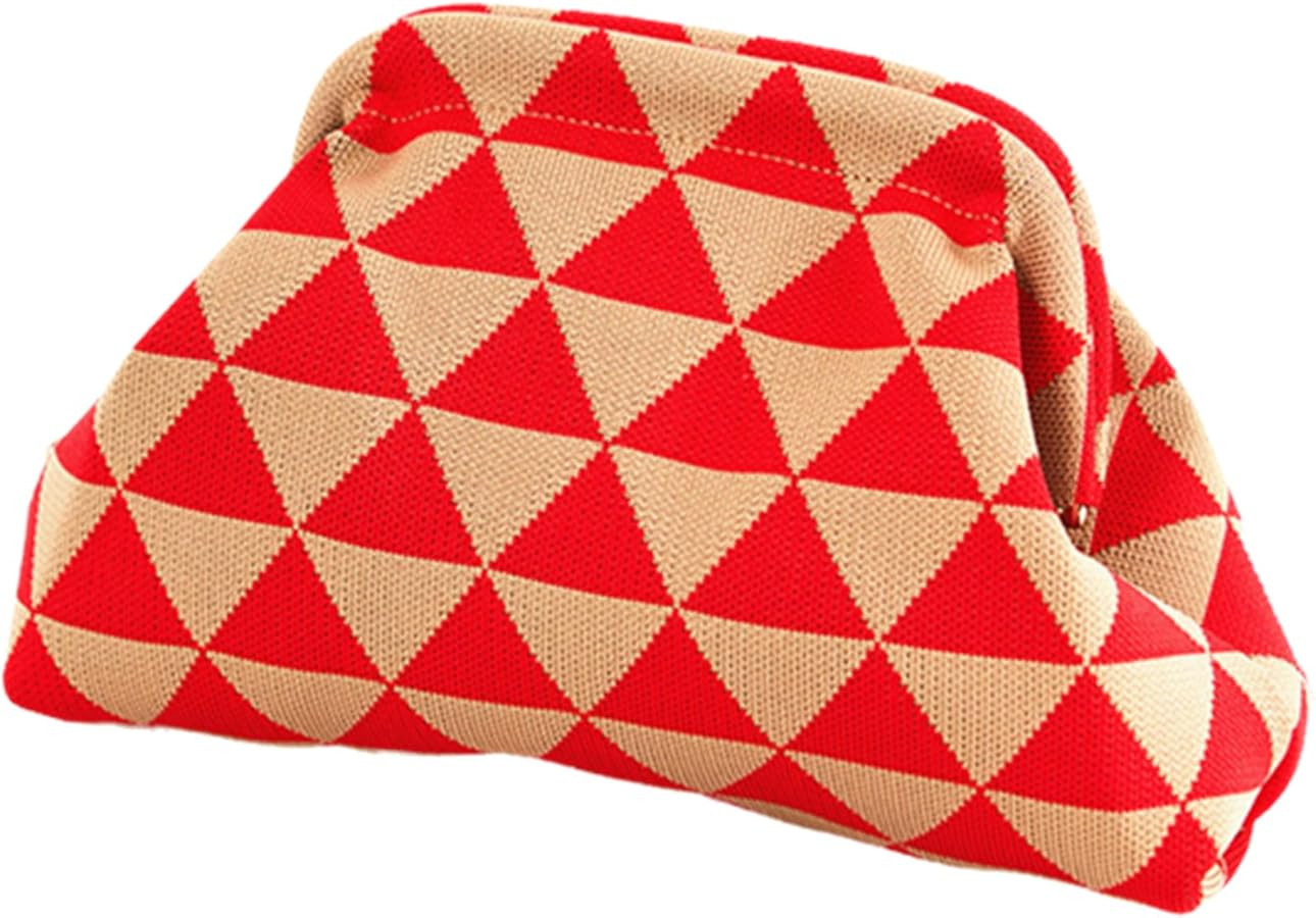 DIHKLCIO Clutch Purses for Women 2025 Summer Beach Woven Crochet Bag Dumpling Striped Ruched Clou... | Amazon (US)