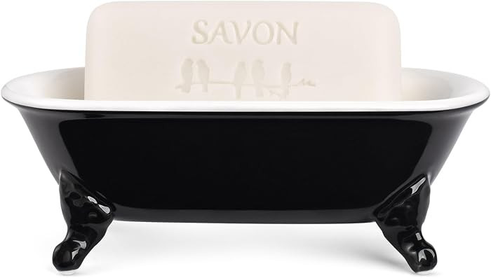 6.5" Ceramic Mini Decorative Clawfoot Bathtub Bar Soap Dish, Kitchen Sponge Holder and Shower Tra... | Amazon (US)