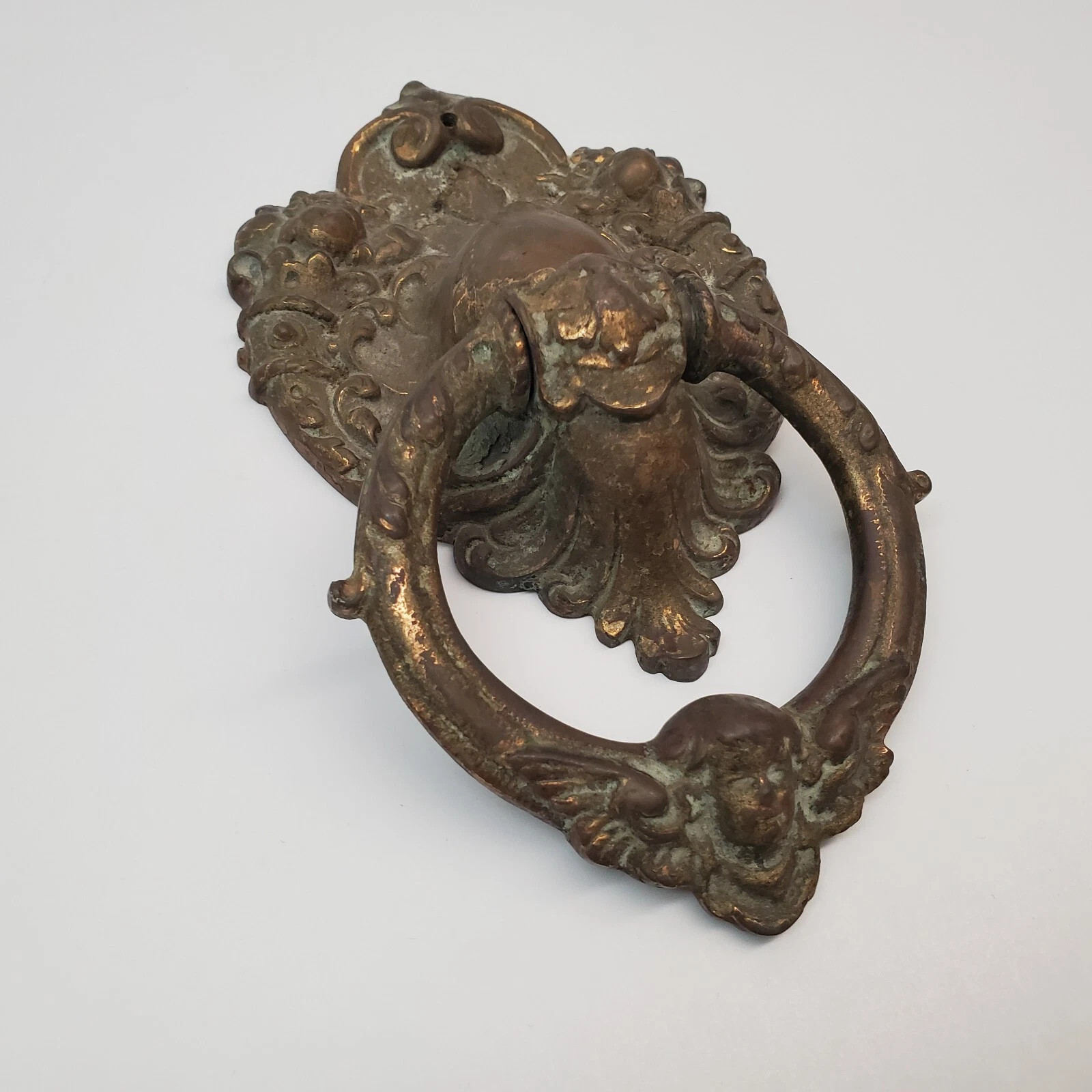 Vtg Antique Brass Door Knocker Angel Filigree Angel Cherub Architectural Salvage | eBay US