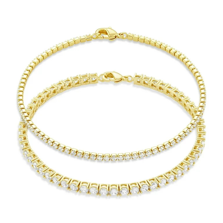 Believe by Brilliance Women's Flash Gold Plated Cubic Zirconia Tennis Bracelet Set - Walmart.com | Walmart (US)