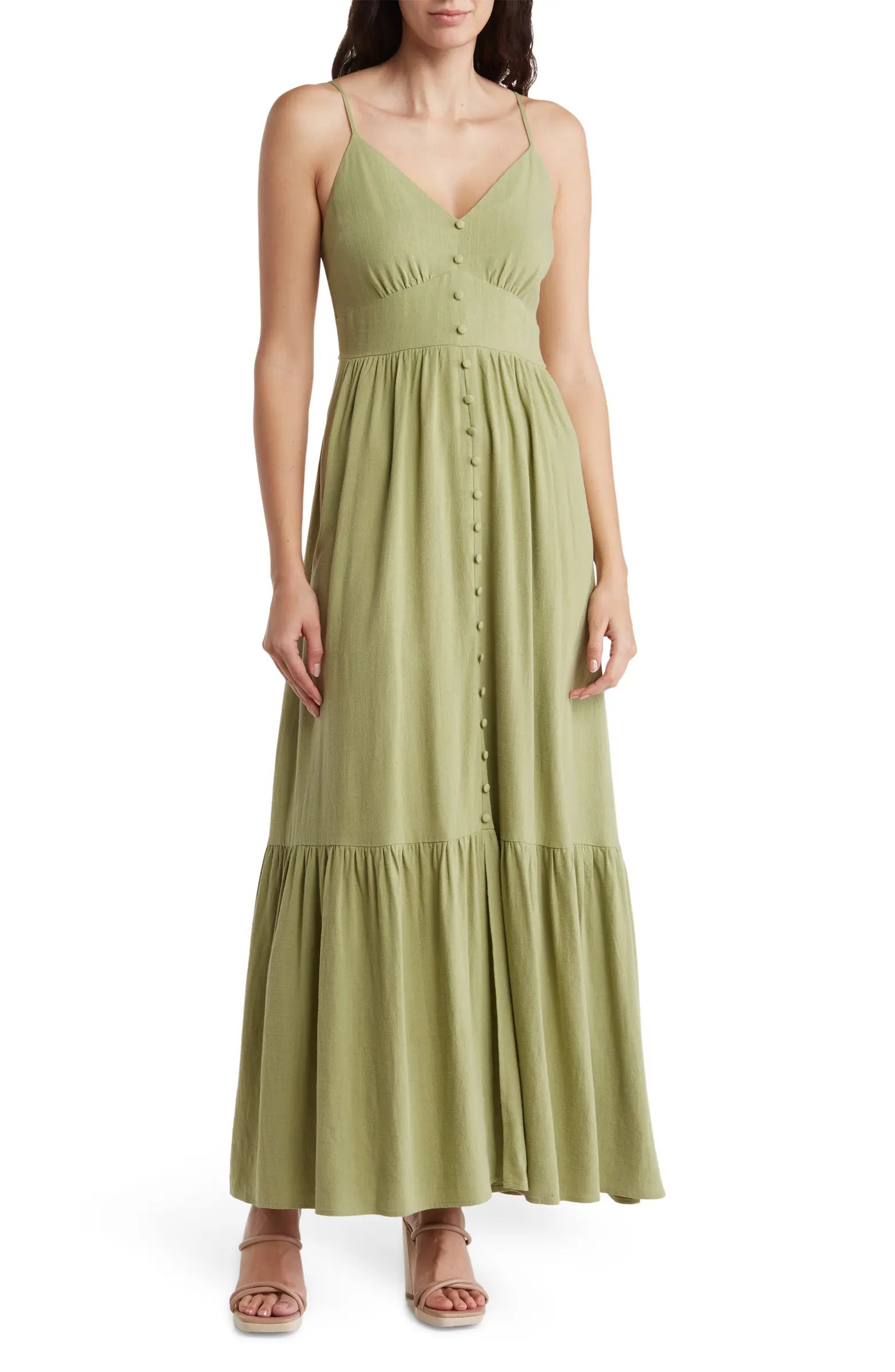 Button Front Tiered Maxi Dress | Nordstrom Rack