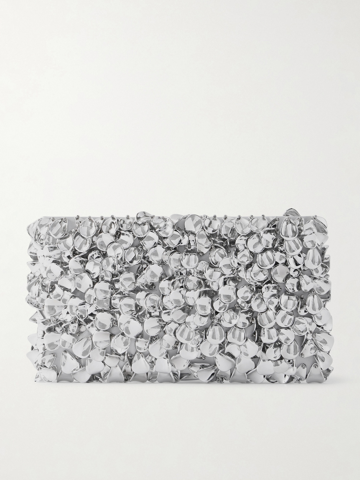 SIMKHAI - Reese Beaded Metallic Satin Clutch - Silver | NET-A-PORTER (US)