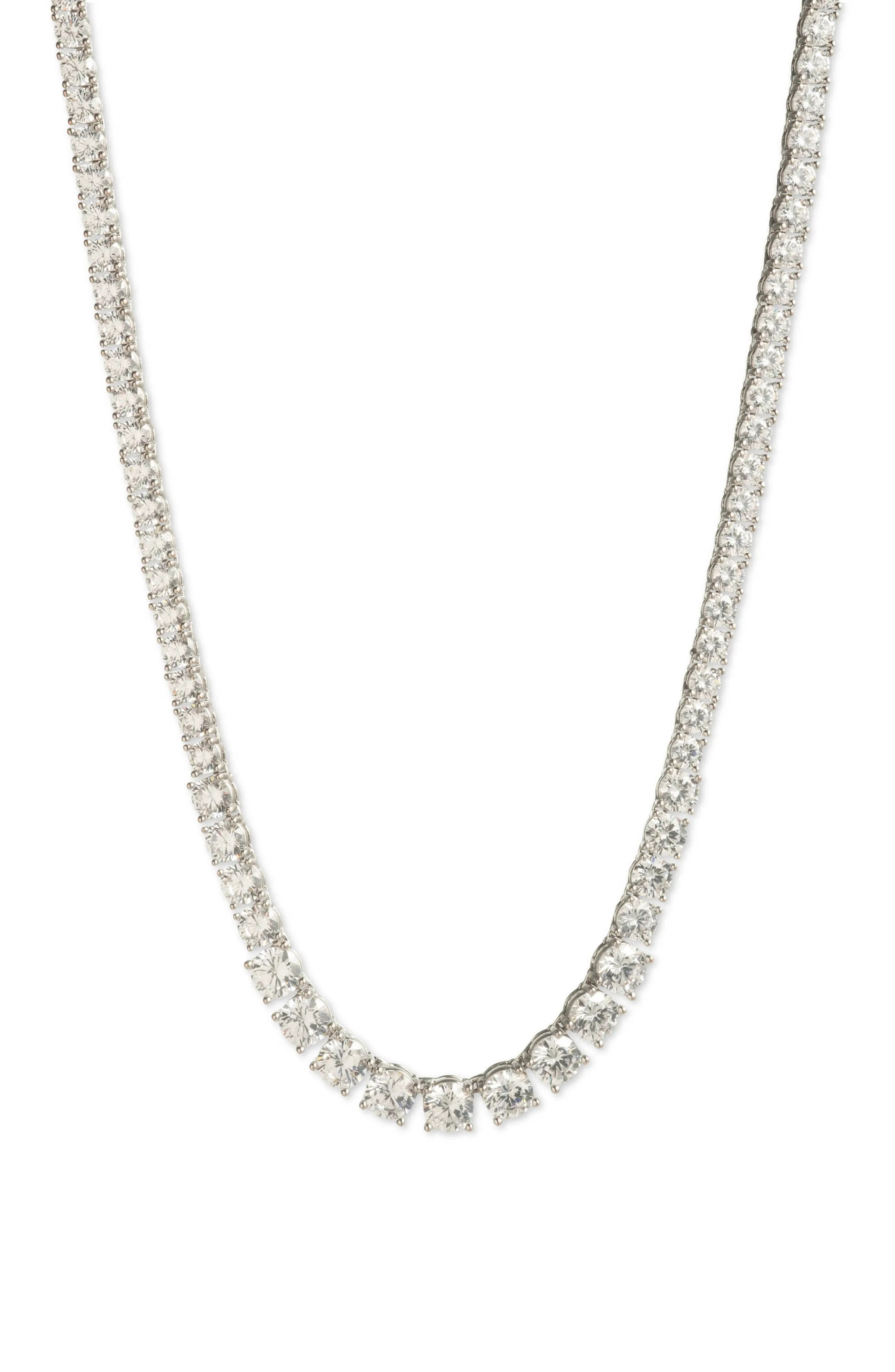 Marchesa Peachy Keen Cubic Zirconia Necklace in Silver at Nordstrom | Nordstrom