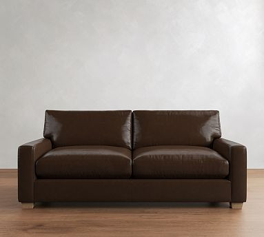 PB Comfort Modern Square Arm Leather Sofa (62"–118") | Pottery Barn (US)