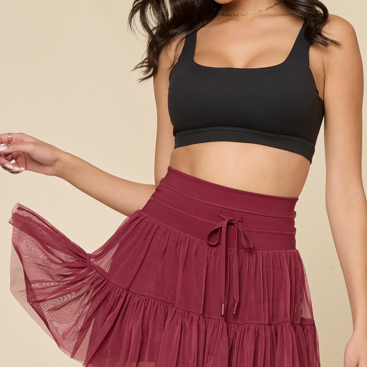 Pirouette Skort (Longer) - Crimson | POPFLEX