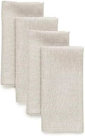 Solino Home Linen Napkins Set of 4 – Light Natural, 20 x 20 Inch – 100% Pure Linen Dinner Nap... | Amazon (US)