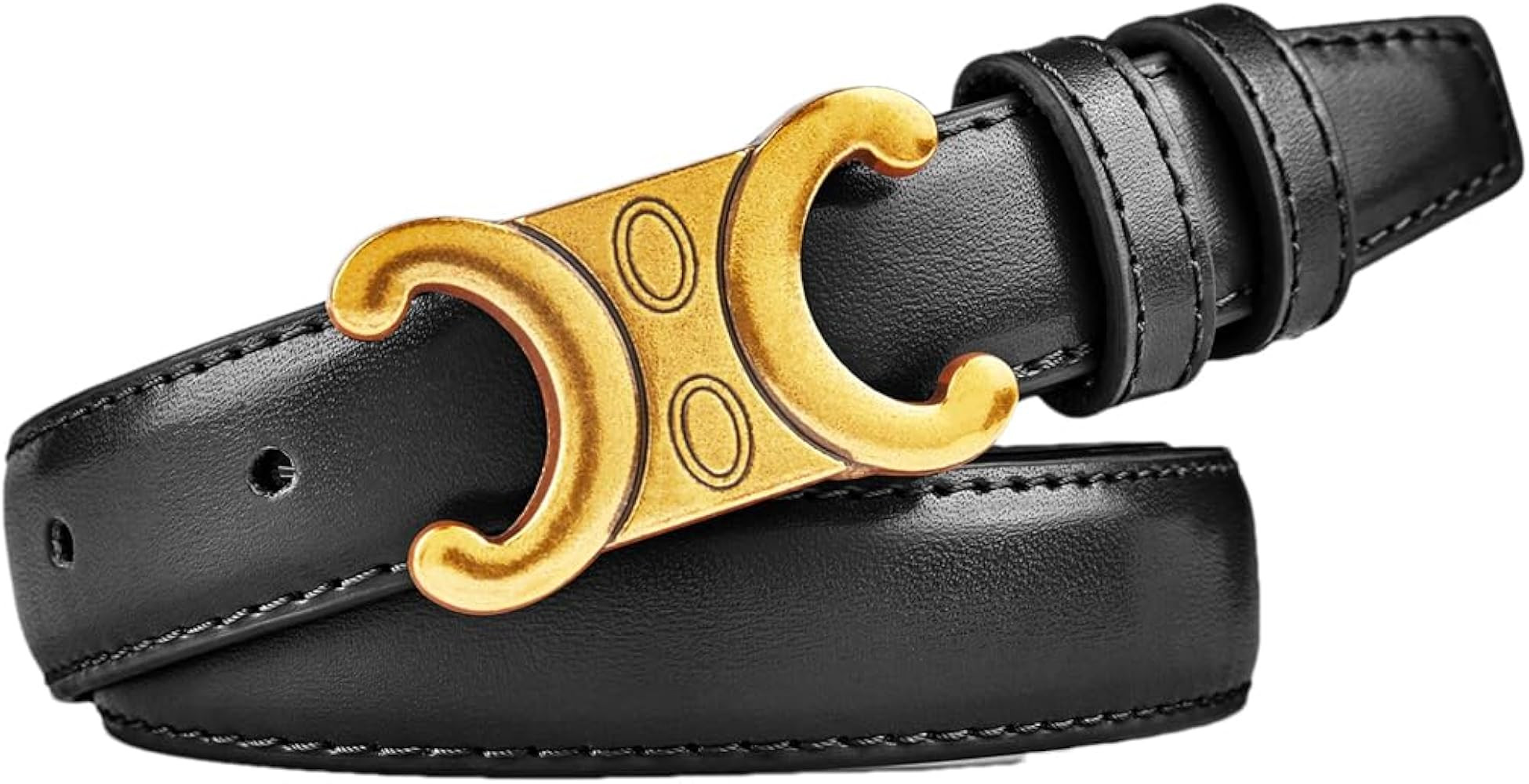 Women’S Fashion Genuine Leather Belt Gold Buckle 2.2Cm Wide Matching Dress Jeans | Amazon (US)