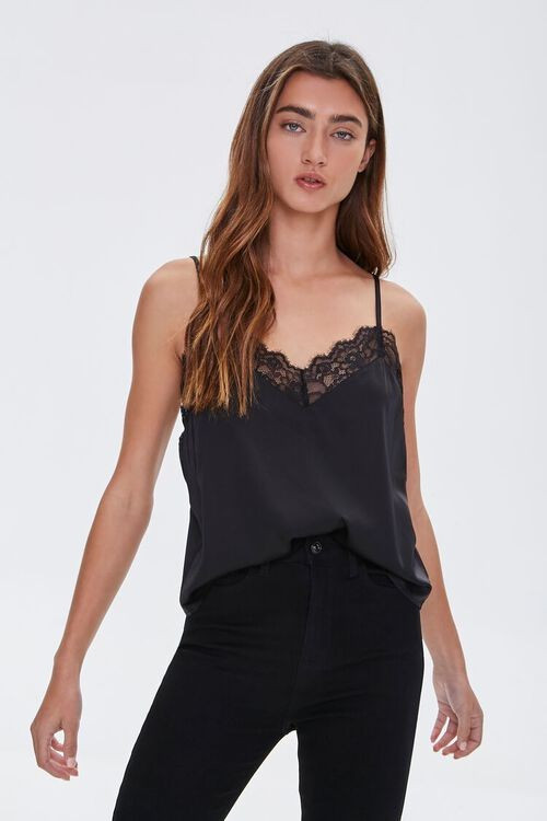 Satin Eyelash Lace-Trim Cami | Forever 21 (US)