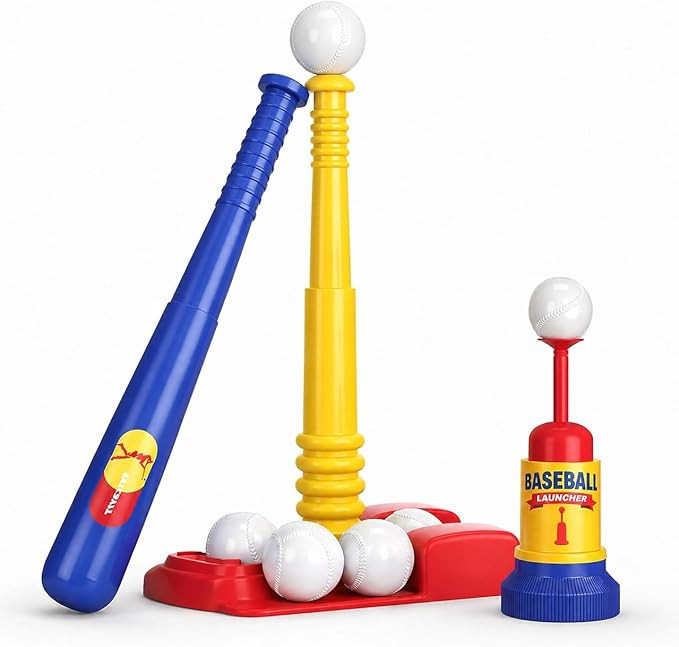 T Ball Stand for Kids and Toddlers 1-3, 3-5, 5-8. Baseball Set Includes 6 Large Balls, an Adjusta... | Amazon (US)