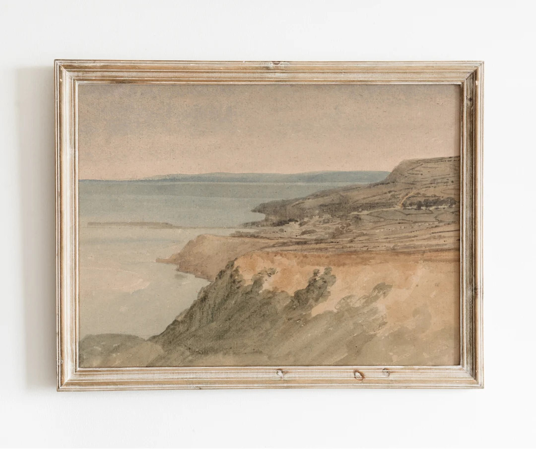 Dorset Watercolor | Vintage English Coastal Painting | Muted Tone Decor | Printable Art | Digital... | Etsy (US)