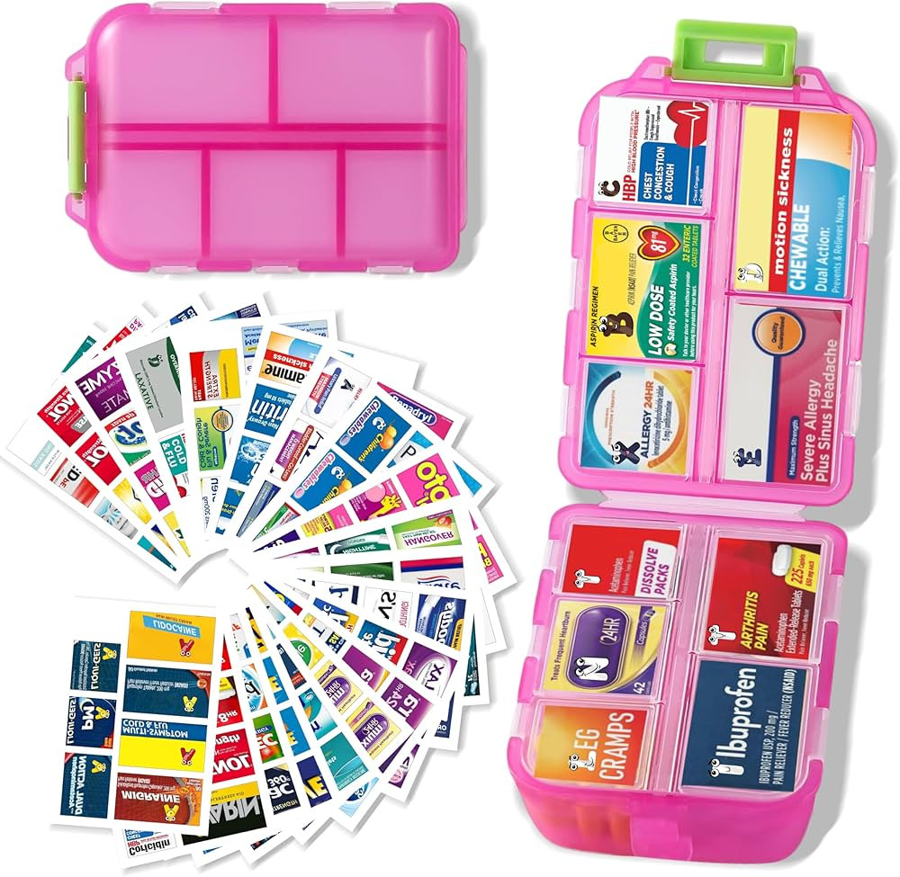 Large Pill Organizer with Medicine Labels Travel Daily Pill Container Mini Medication Organizer S... | Amazon (US)