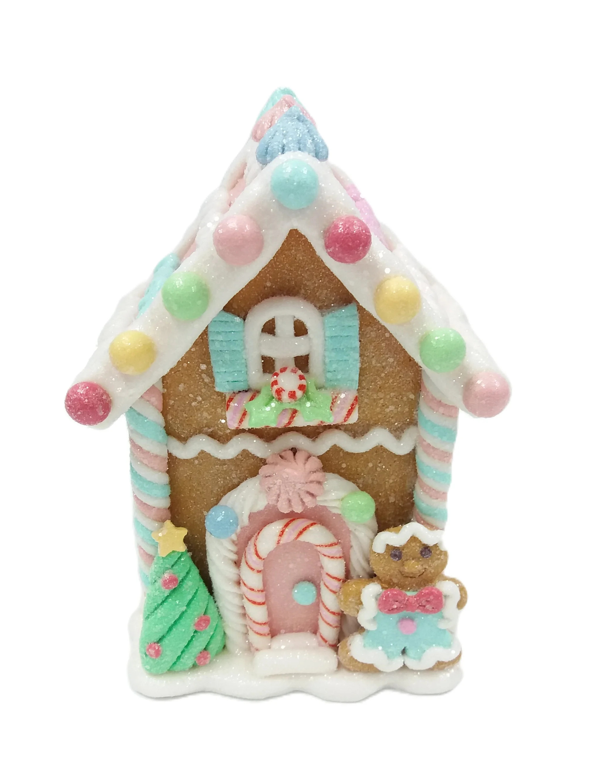 Gingerbread House Christmas Tabletop Decoration, Multicolor Pastel, 5", by Holiday Time | Walmart (US)
